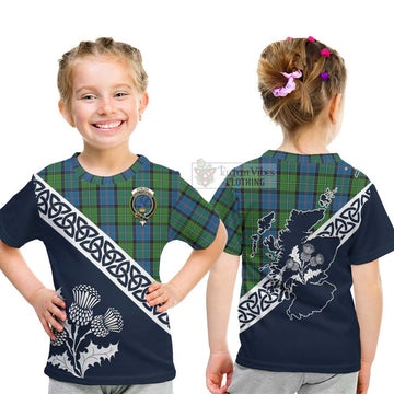 Tartan Vibes Clothing Stirling Tartan Kid T-Shirt Featuring Thistle and Scotland Map