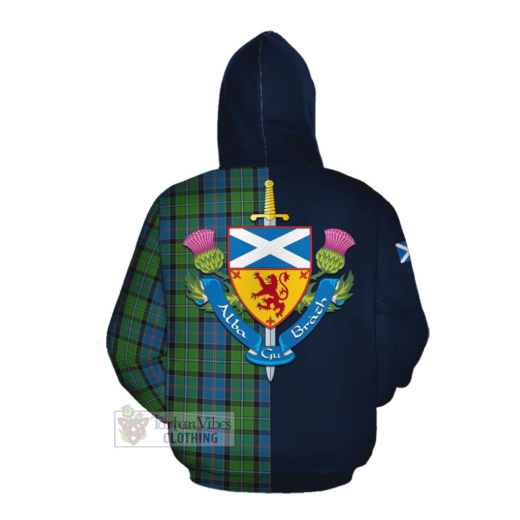 Tartan Vibes Clothing Stirling Tartan Cotton Hoodie Alba with Scottish Lion Royal Arm Half Style
