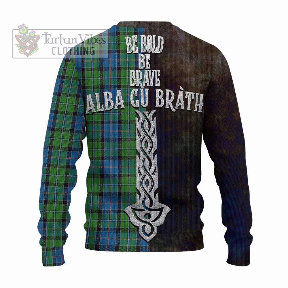 Tartan Vibes Clothing Stirling Tartan Family Crest Knitted Sweater Alba Gu Brath Be Brave Lion Ancient Style
