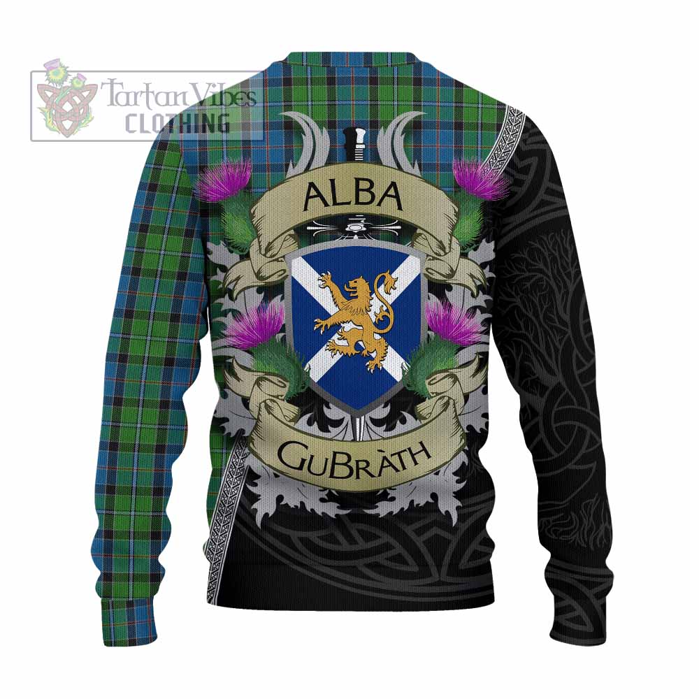 Tartan Vibes Clothing Stirling Tartan Family Crest Knitted Sweater Lion Rampant Royal Thistle Shield Celtic Inspired
