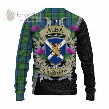 Tartan Vibes Clothing Stirling Tartan Family Crest Knitted Sweater Lion Rampant Royal Thistle Shield Celtic Inspired