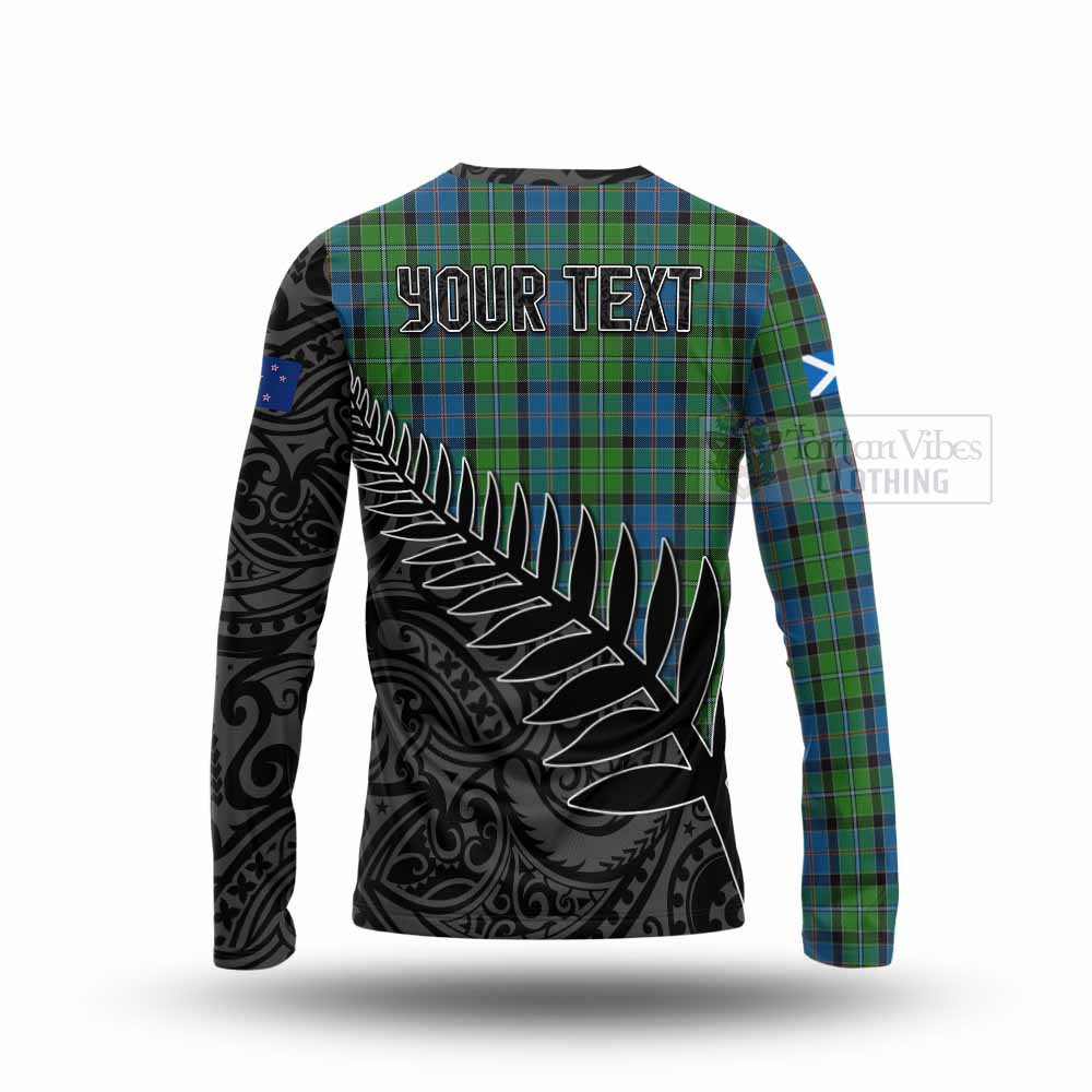 Tartan Vibes Clothing Stirling Crest Tartan Long Sleeve T-Shirt with New Zealand Silver Fern Half Style