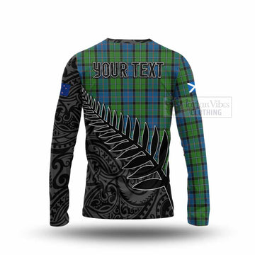 Tartan Vibes Clothing Stirling Crest Tartan Long Sleeve T-Shirt with New Zealand Silver Fern Half Style