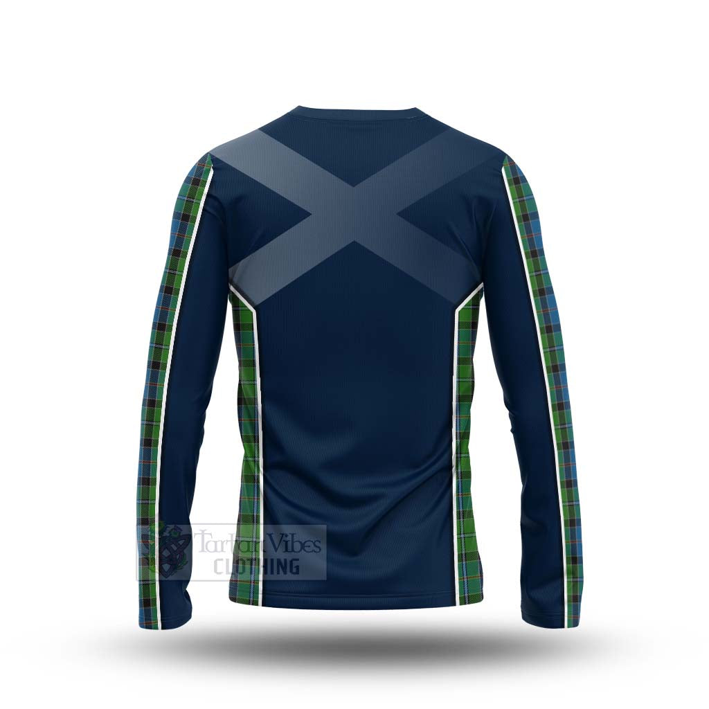 Tartan Vibes Clothing Stirling Tartan Long Sleeve T-Shirt with Family Crest and Scottish Thistle Vibes Sport Style