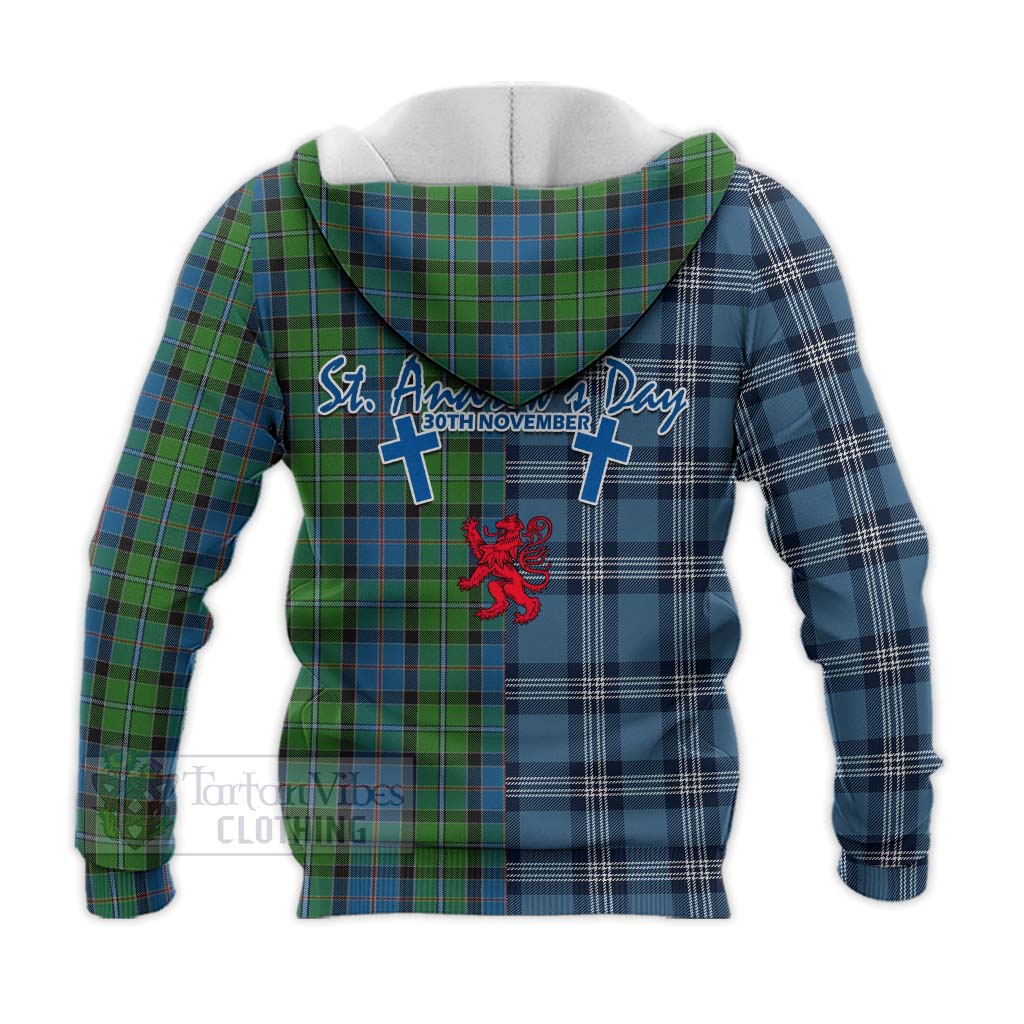 Tartan Vibes Clothing Stirling Tartan Knitted Hoodie Happy St. Andrew's Day Half Tartan Style