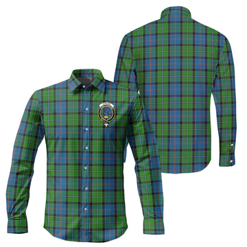 Stirling Tartan Long Sleeve Button Up Shirt with Family Crest