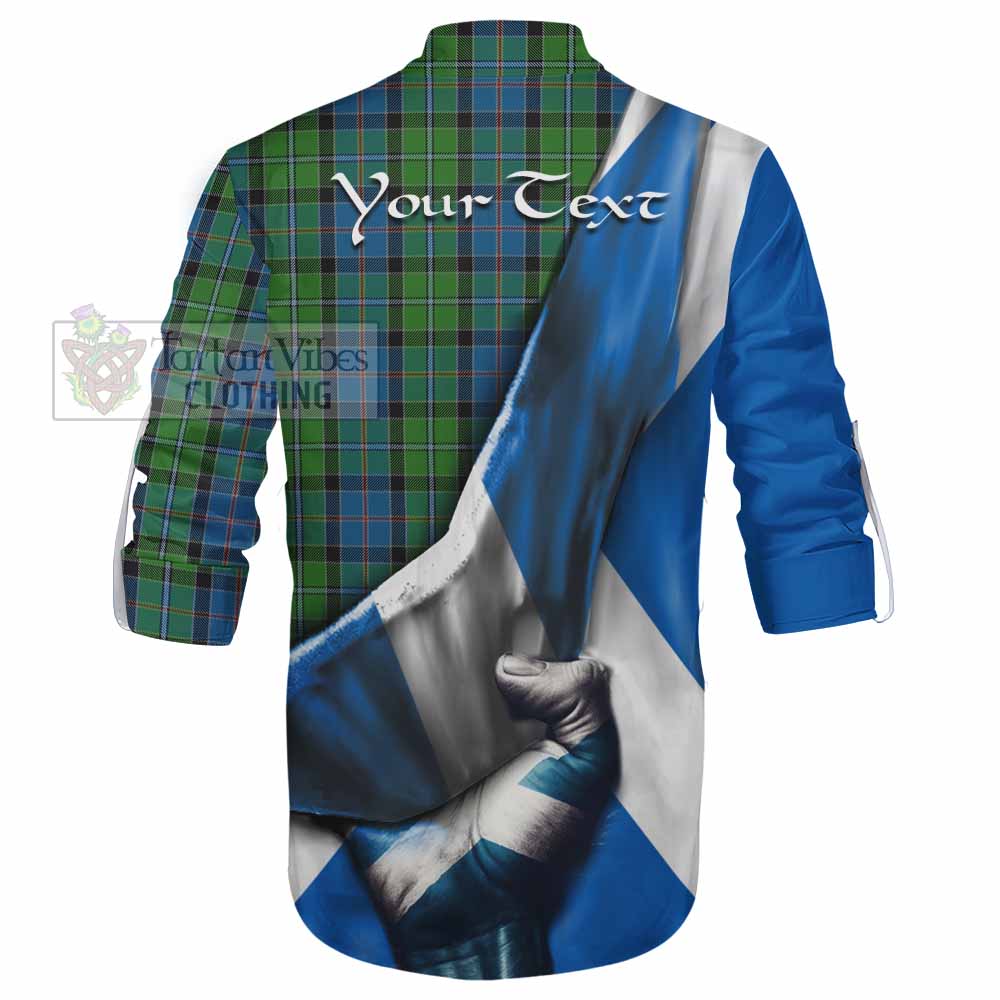 Tartan Vibes Clothing Stirling Tartan Ghillie Kilt Shirt with Family Crest Scotland Patriotic Style