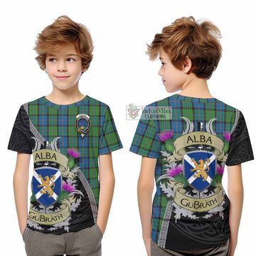 Tartan Vibes Clothing Stirling Tartan Family Crest Kid T-Shirt Lion Rampant Royal Thistle Shield Celtic Inspired
