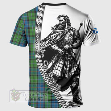 Tartan Vibes Clothing Stirling Tartan Clan Crest T-Shirt with Highlander Warrior Celtic Style