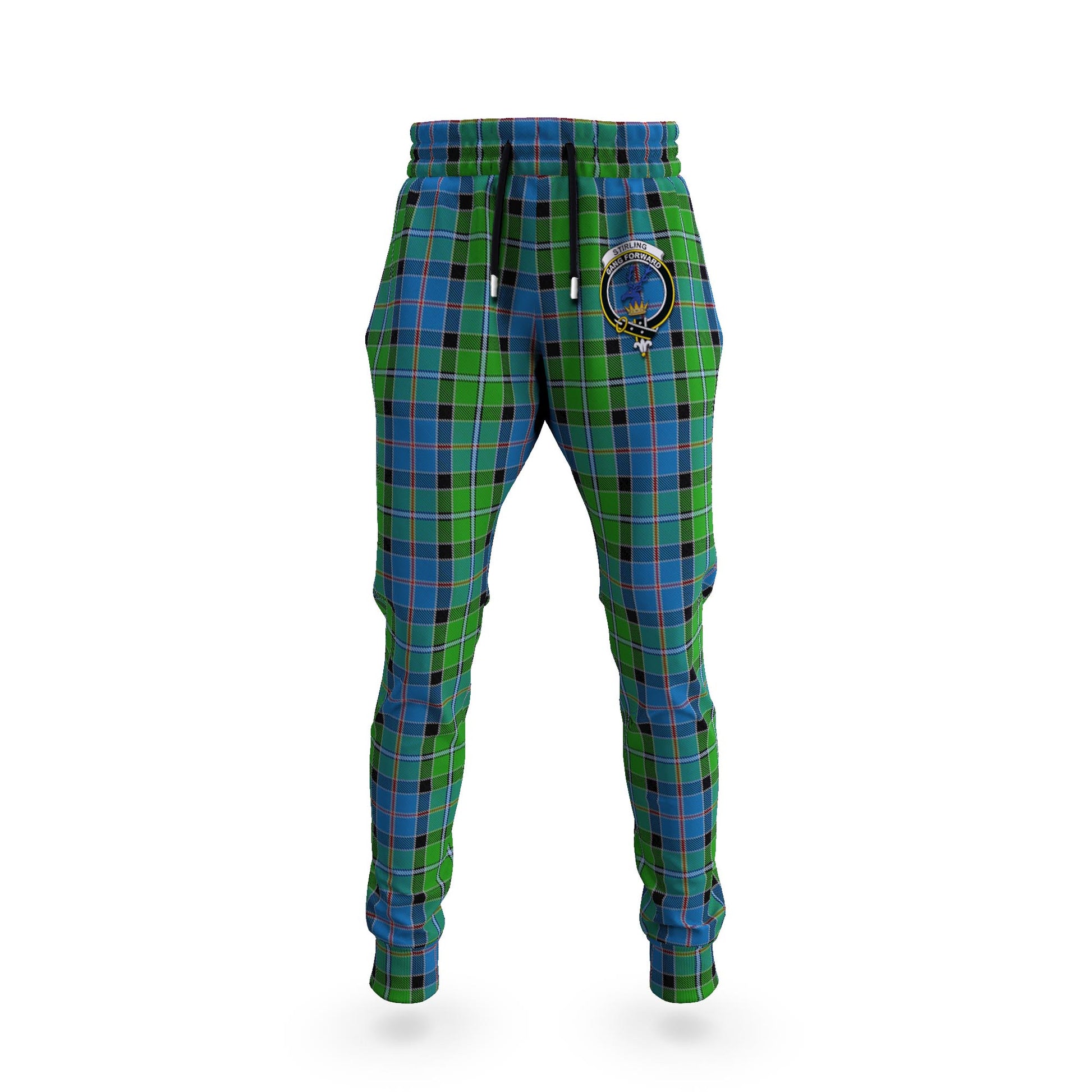 Stirling Tartan Joggers Pants with Family Crest - Tartanvibesclothing Shop