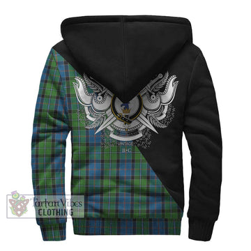 Stirling Tartan Sherpa Hoodie with Family Crest and Military Logo Style - Tartanvibesclothing Shop
