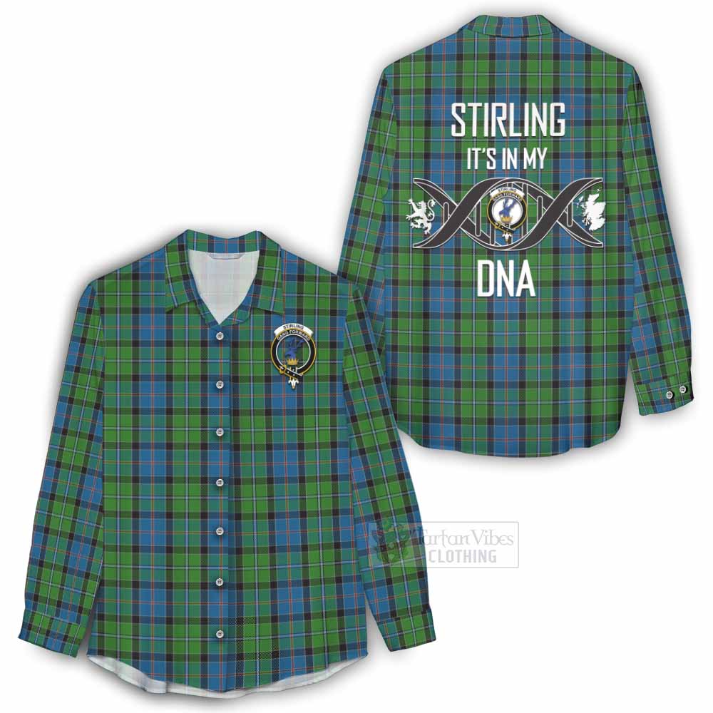 Tartan Vibes Clothing Stirling Tartan Women's Casual Shirt with Family Crest DNA In Me Style