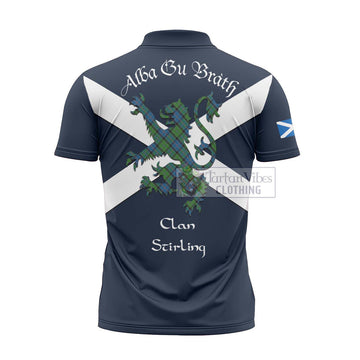 Tartan Vibes Clothing Stirling Tartan Lion Rampant Zipper Polo Shirt – Proudly Display Your Heritage with Alba Gu Brath and Clan Name