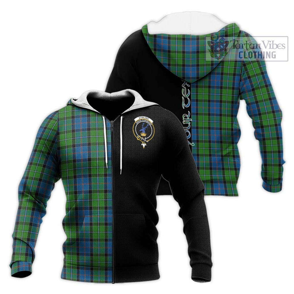 Stirling Tartan Knitted Hoodie with Family Crest and Half Of Me Style Unisex Knitted Zip Hoodie - Tartanvibesclothing Shop