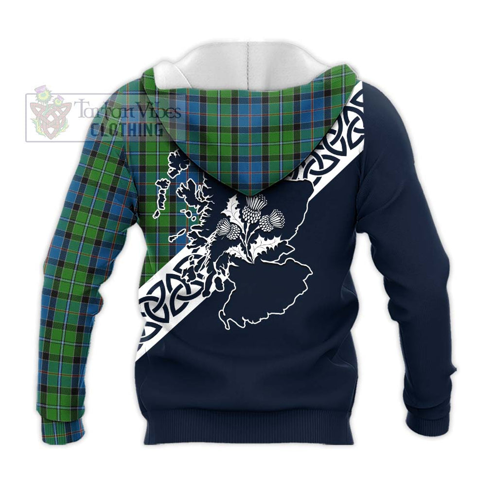 Tartan Vibes Clothing Stirling Tartan Knitted Hoodie Featuring Thistle and Scotland Map