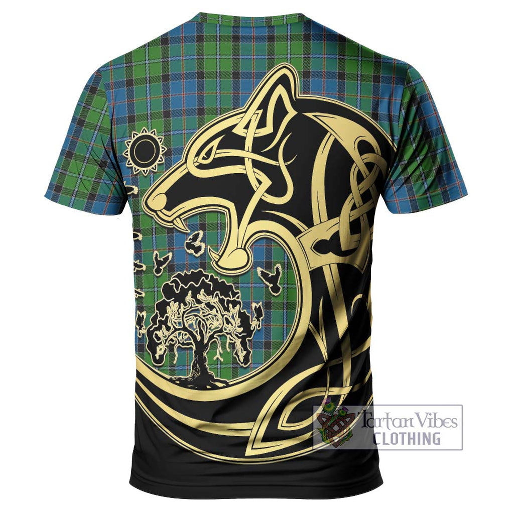 Stirling Tartan T-Shirt with Family Crest Celtic Wolf Style - Tartan Vibes Clothing
