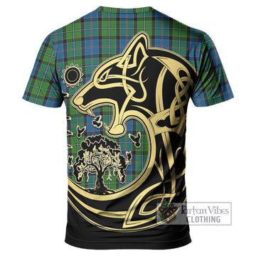 Stirling Tartan T-Shirt with Family Crest Celtic Wolf Style - Tartan Vibes Clothing