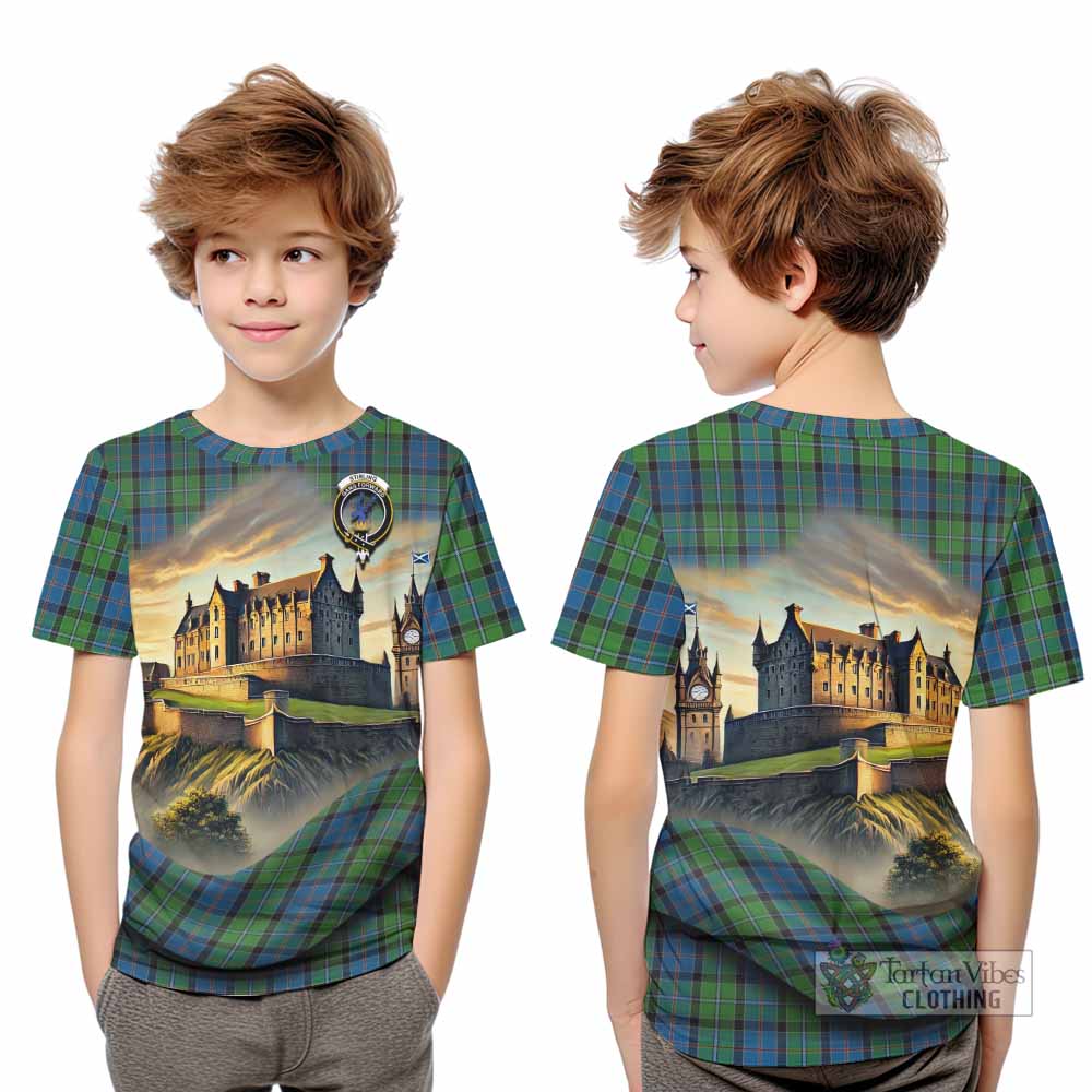 Tartan Vibes Clothing Stirling Tartan Family Crest Kid T-Shirt with Scottish Ancient Castle Style