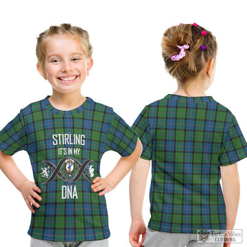 Stirling Tartan Kid T-Shirt with Family Crest DNA In Me Style - Tartanvibesclothing Shop