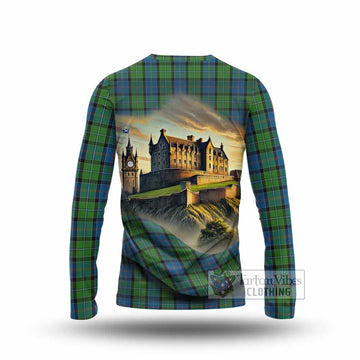 Tartan Vibes Clothing Stirling Tartan Family Crest Long Sleeve T-Shirt with Scottish Ancient Castle Style