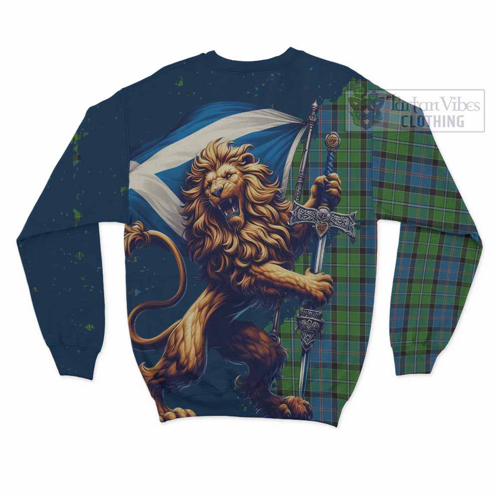 Tartan Vibes Clothing Stirling Tartan Family Crest Sweatshirt with Scottish Majestic Lion