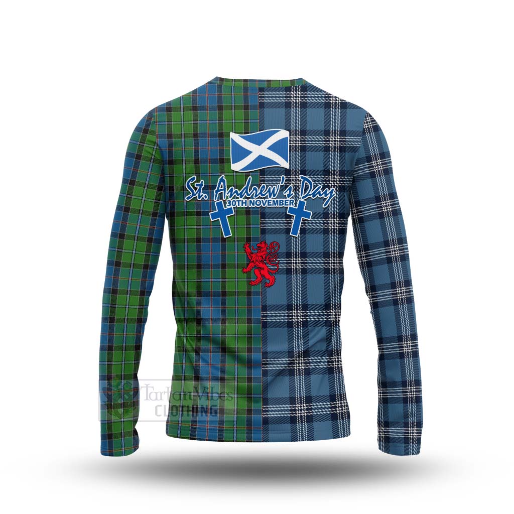 Tartan Vibes Clothing Stirling Tartan Long Sleeve T-Shirt Happy St. Andrew's Day Half Tartan Style
