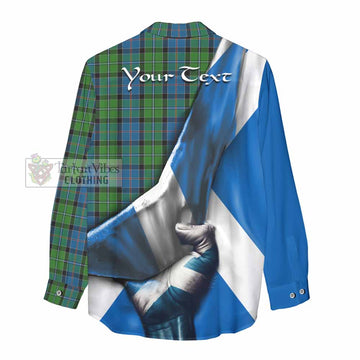 Tartan Vibes Clothing Stirling Tartan Women's Casual Shirt with Family Crest Scotland Patriotic Style