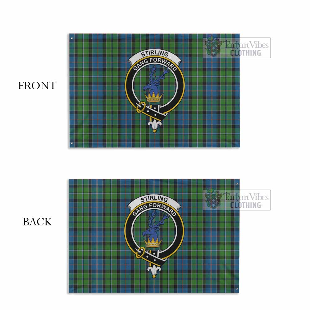 Tartan Vibes Clothing Stirling Tartan House Flag with Family Crest