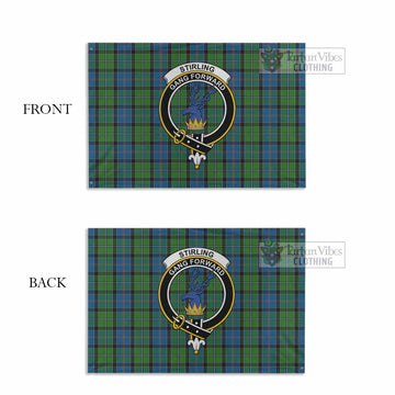 Tartan Vibes Clothing Stirling Tartan House Flag with Family Crest