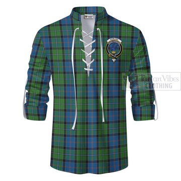 Tartan Vibes Clothing Stirling Tartan Ghillie Kilt Shirt with Family Crest Celtic Skull Style
