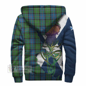 Tartan Vibes Clothing Stirling Tartan Family Crest Sherpa Hoodie Scottish Thistle Celtic Inspired