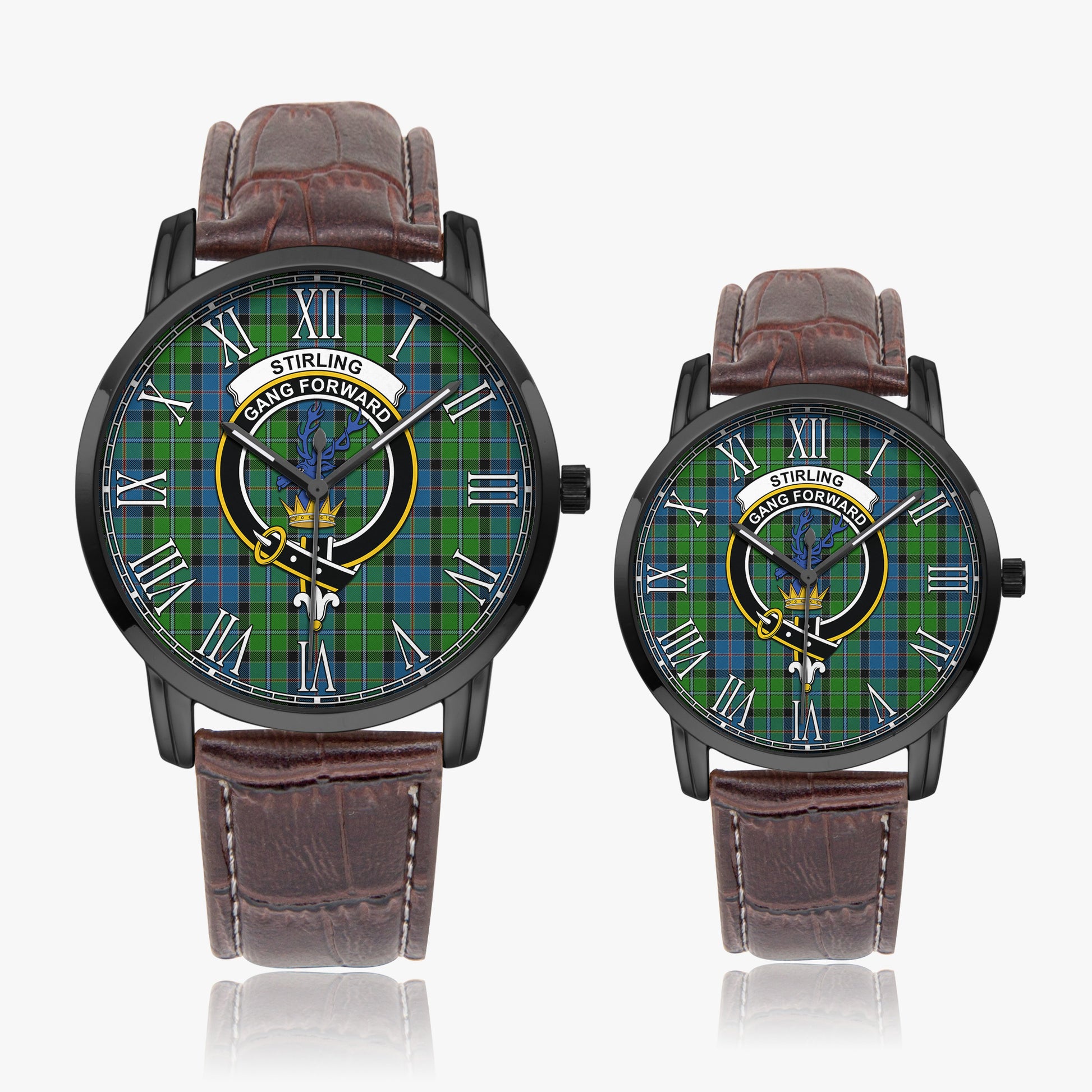 Stirling Tartan Family Crest Leather Strap Quartz Watch - Tartanvibesclothing