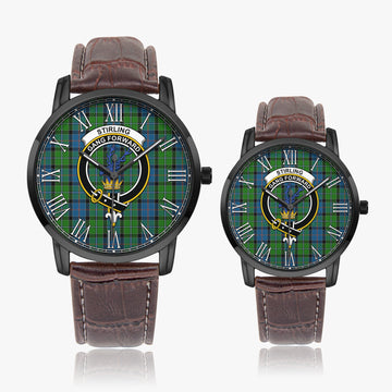 Stirling Tartan Family Crest Leather Strap Quartz Watch - Tartanvibesclothing