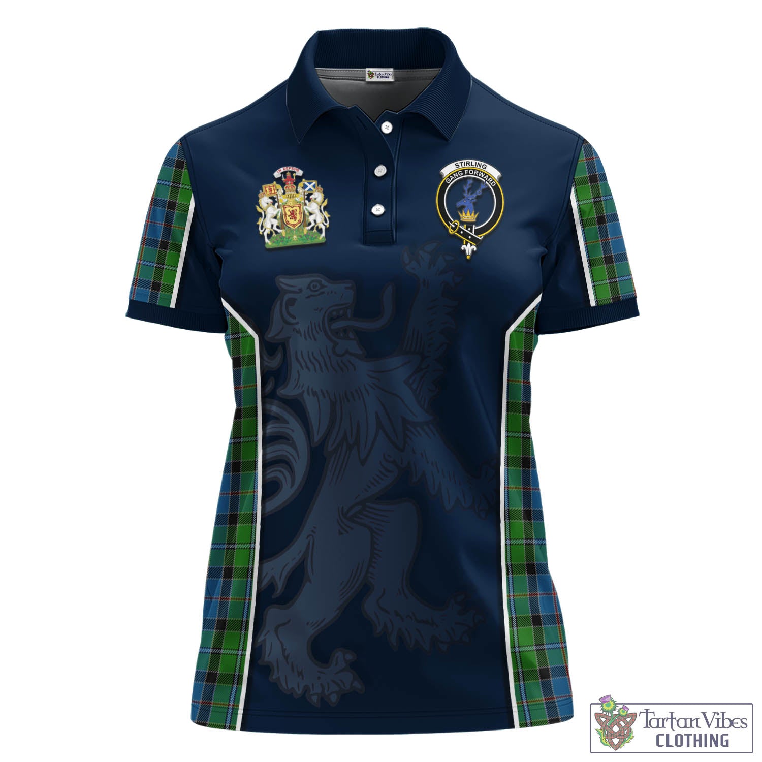 Tartan Vibes Clothing Stirling Tartan Women's Polo Shirt with Family Crest and Lion Rampant Vibes Sport Style
