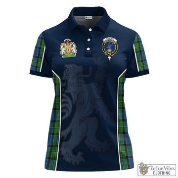 Stirling Tartan Women's Polo Shirt with Family Crest and Lion Rampant Vibes Sport Style
