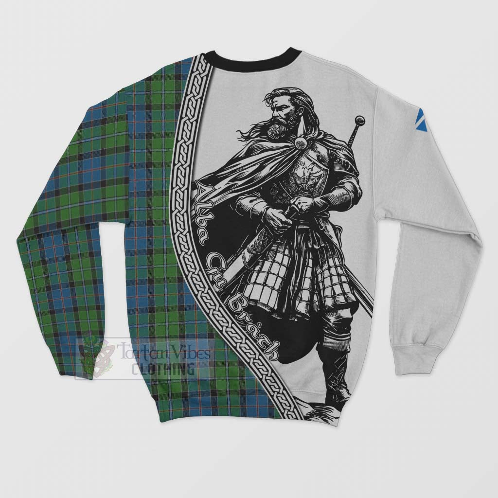 Tartan Vibes Clothing Stirling Tartan Clan Crest Sweatshirt with Highlander Warrior Celtic Style