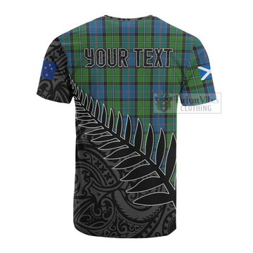Tartan Vibes Clothing Stirling Crest Tartan Cotton T-shirt with New Zealand Silver Fern Half Style