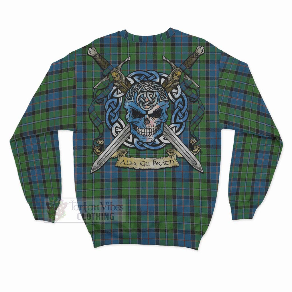 Tartan Vibes Clothing Stirling Tartan Sweatshirt with Family Crest Celtic Skull Style