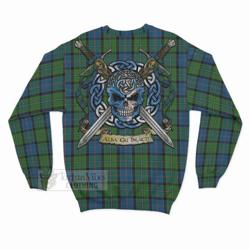 Tartan Vibes Clothing Stirling Tartan Sweatshirt with Family Crest Celtic Skull Style
