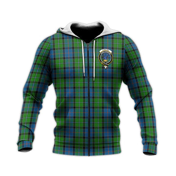 Stirling Tartan Knitted Hoodie with Family Crest