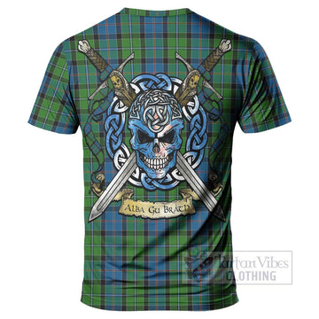 Tartan Vibes Clothing Stirling Tartan T-Shirt with Family Crest Celtic Skull Style