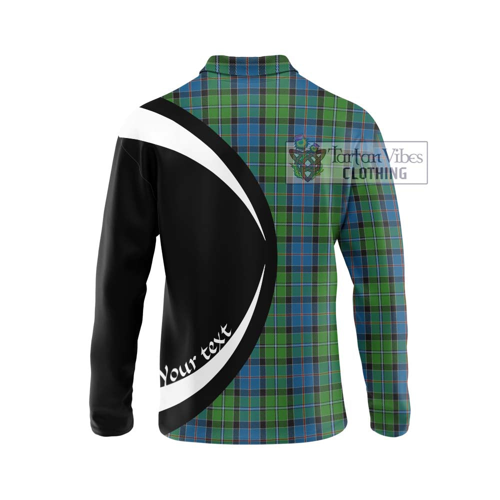 Stirling Tartan Long Sleeve Polo Shirt with Family Crest Circle Style - Tartan Vibes Clothing