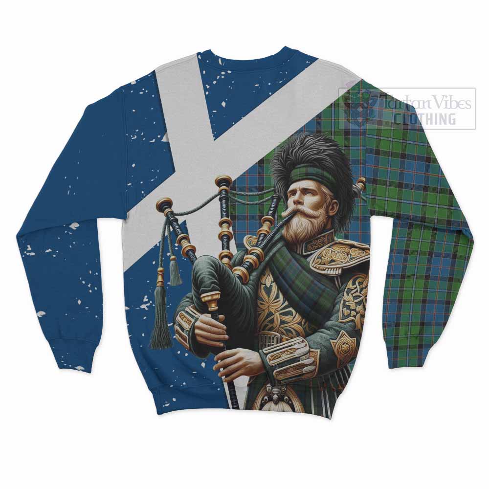 Tartan Vibes Clothing Stirling Tartan Sweatshirt with Family Crest Scottish Bagpiper Vibes