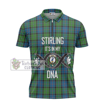 Stirling Tartan Zipper Polo Shirt with Family Crest DNA In Me Style - Tartanvibesclothing Shop