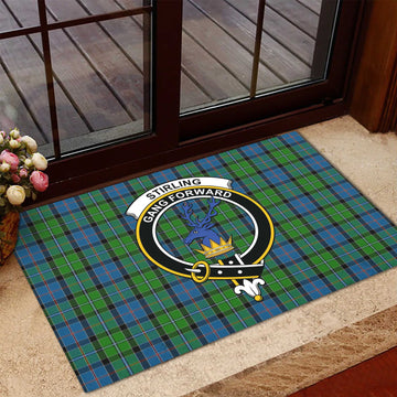 Stirling Tartan Rubber Doormat with Family Crest