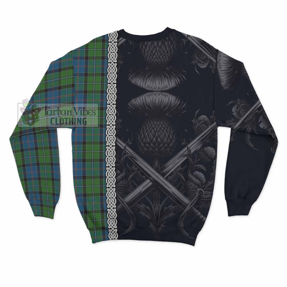 Tartan Vibes Clothing Stirling Tartan Sweatshirt with Family Crest Cross Sword Thistle Celtic Vibes