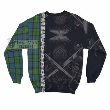 Tartan Vibes Clothing Stirling Tartan Sweatshirt with Family Crest Cross Sword Thistle Celtic Vibes