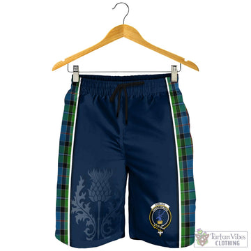 Stirling Tartan Men's Shorts with Family Crest and Scottish Thistle Vibes Sport Style