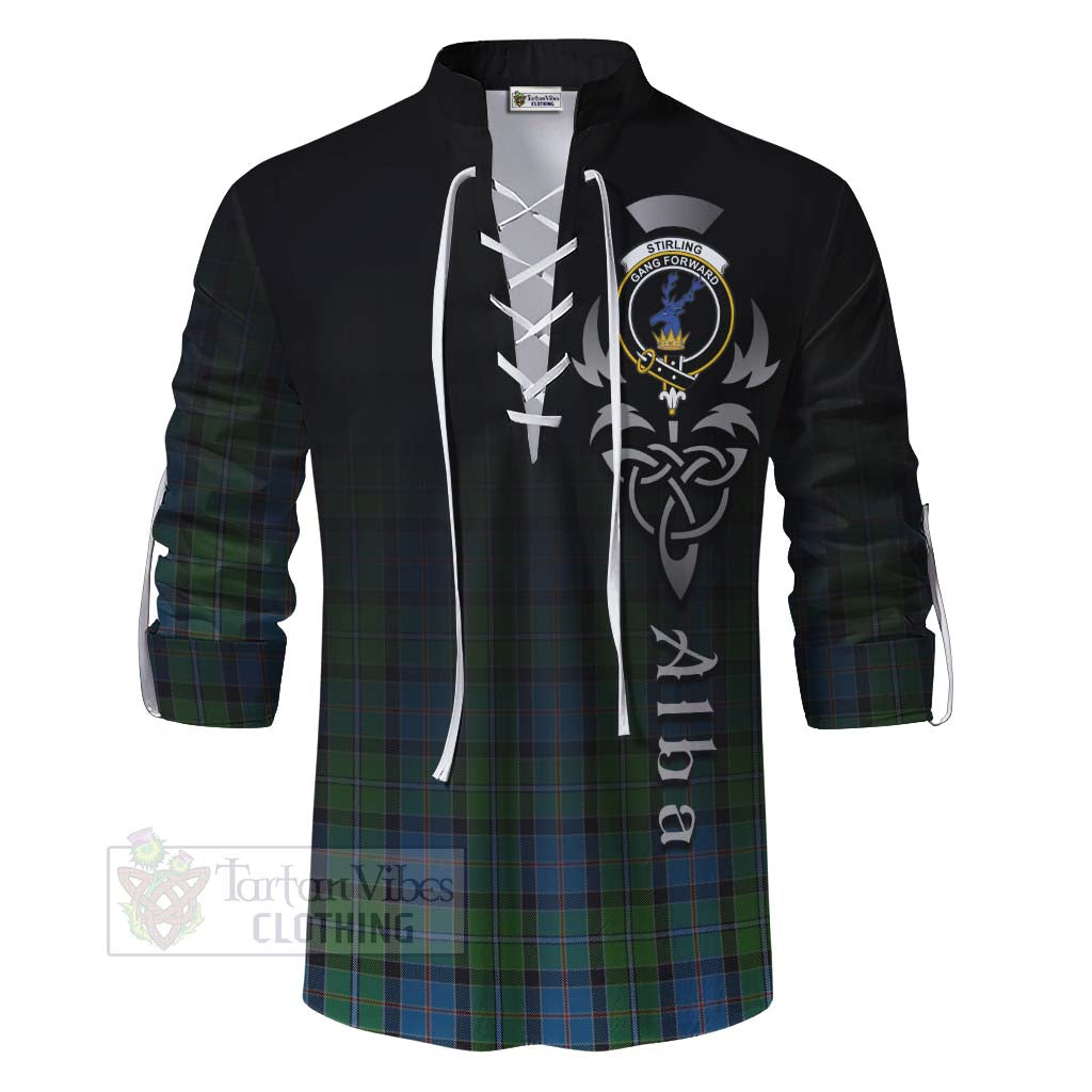 Tartan Vibes Clothing Stirling Tartan Ghillie Kilt Shirt Featuring Alba Gu Brath Family Crest Celtic Inspired