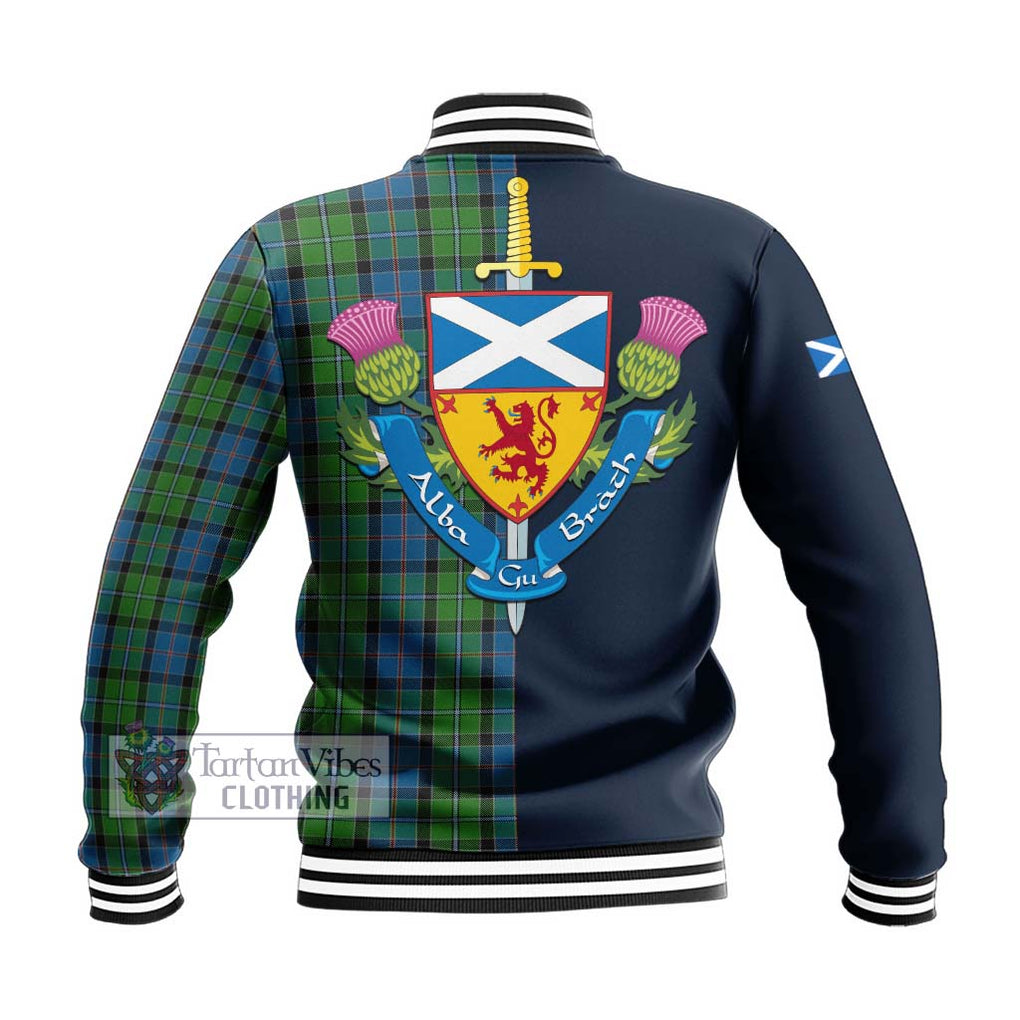 Tartan Vibes Clothing Stirling Tartan Baseball Jacket with Scottish Lion Royal Arm Half Style
